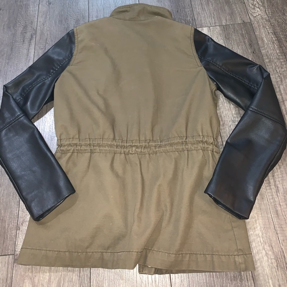 H&M Army green/leather jacket - Picture 2 of 2